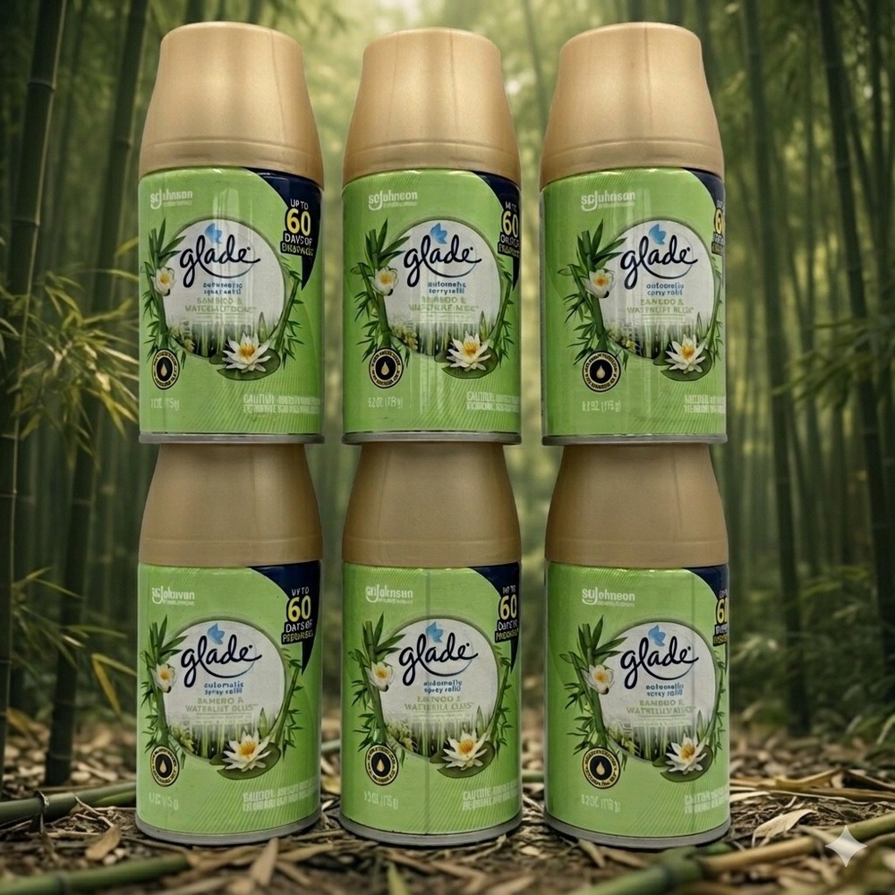 Glade Automatic Spray Refill 6.2oz Bamboo & Waterlily Bliss Lot of 6 **NEW**